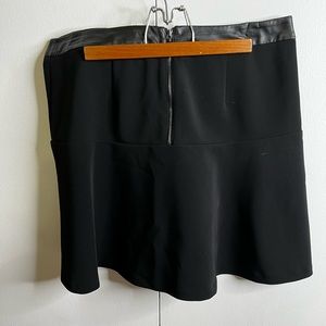 Black Mini Skirt, Faux leather waistband